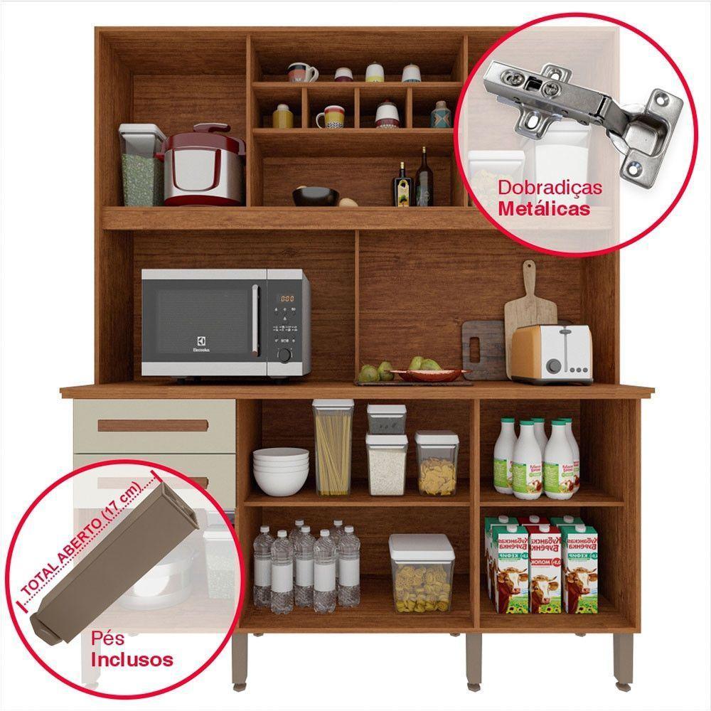 Armário Para Cozinha 6 Portas 2 Gavetas Luna Plus Móveis Imop Cinamomo Com Off White - 7