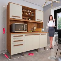 Armário Para Cozinha 6 Portas 2 Gavetas Luna Plus Móveis Imop Cinamomo Com Off White - 2