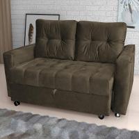 Sofá Cama 2 Lugares Duleek Veludo Turkey Marrom - 1