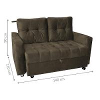 Sofá Cama 2 Lugares Duleek Veludo Turkey Marrom - 2
