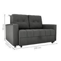 Sofá Cama 2 Lugares Duleek Veludo Maserati Chumbo - 2