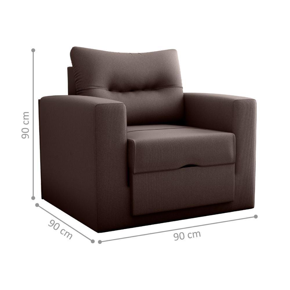 Sofá Cama 1 Lugar Cork Suede Marrom - 2