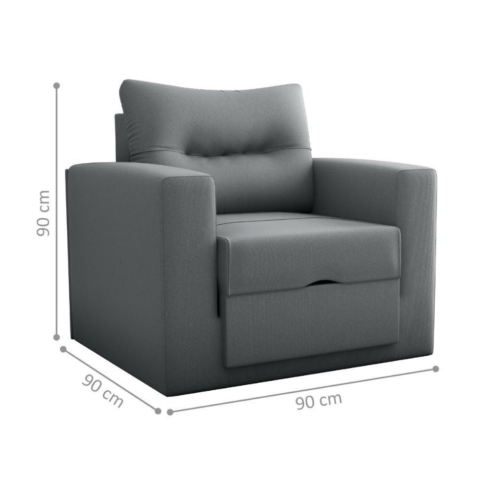 Sofá Cama 1 Lugar Cork Suede Cinza - 2