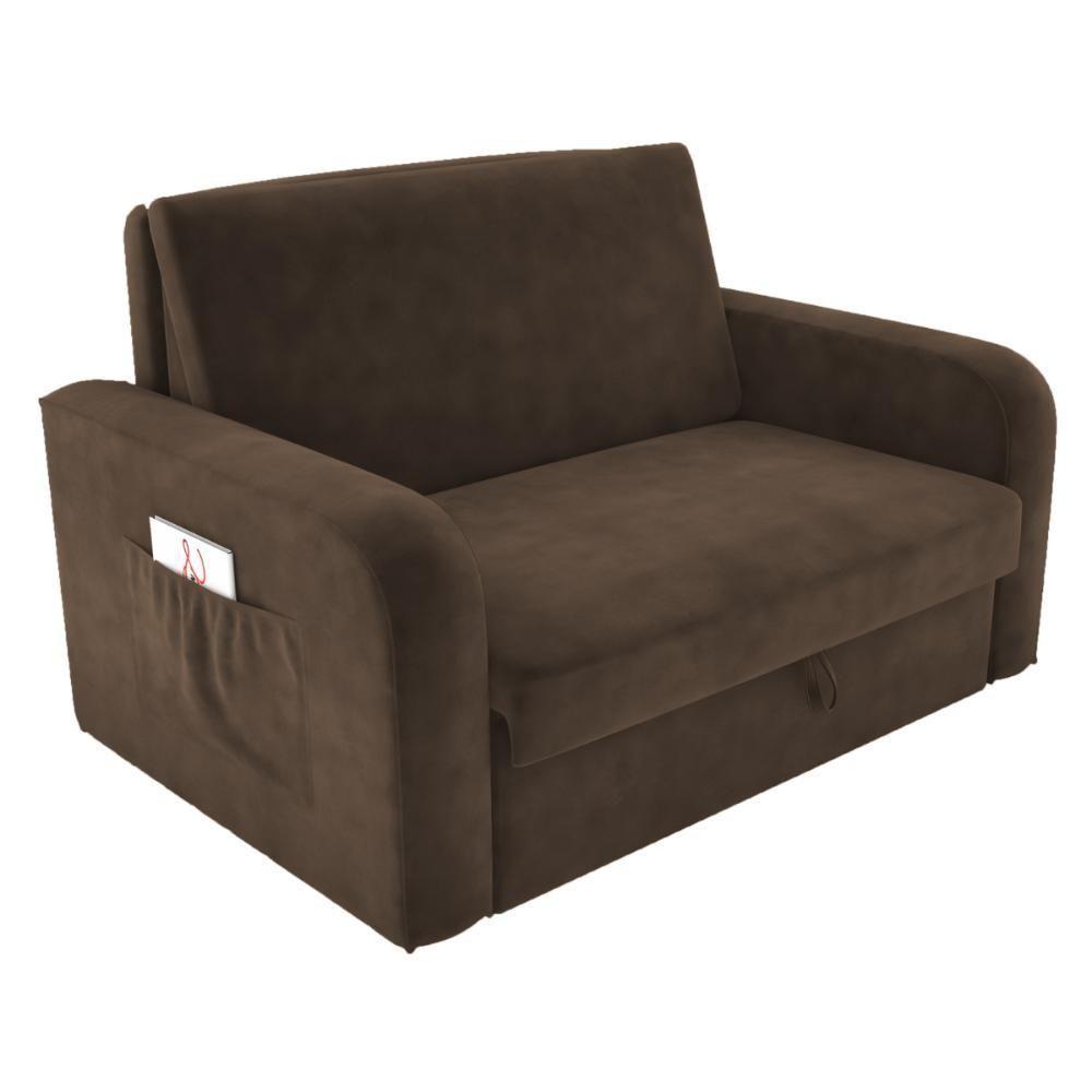Sofá Cama Com Baú 2 Lugares Raheny Veludo Marrom - 4