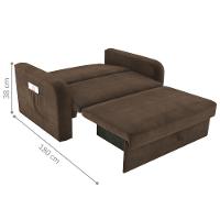 Sofá Cama Com Baú 2 Lugares Raheny Veludo Marrom - 3