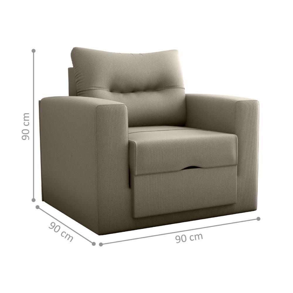 Sofá Cama 1 Lugar Cork Suede Cappuccino - 2