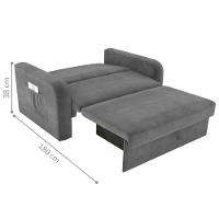 Sofá Cama Com Baú 2 Lugares Harry Veludo Cinza - 3