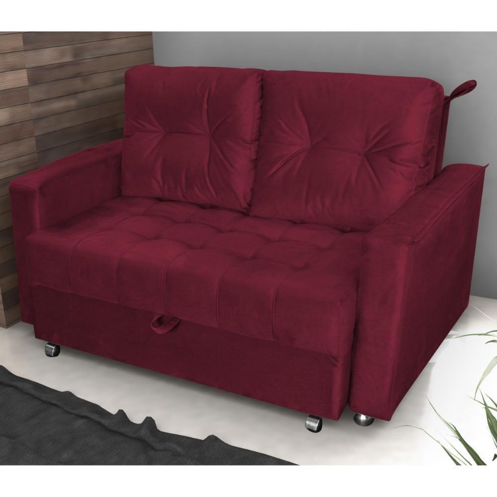 Sofá Cama 2 Lugares Duleek Veludo Vinho - 1