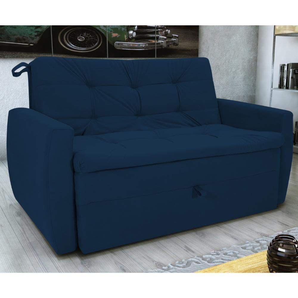 Sofá Cama Para Sala De Estar Dingle Suede Azul - 1