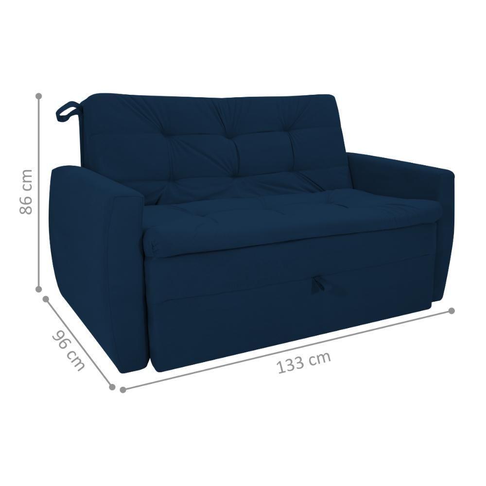 Sofá Cama Para Sala De Estar Dingle Suede Azul - 2