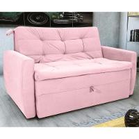 Sofá Cama Para Sala De Estar Dingle Veludo Turkey Rosa - 1