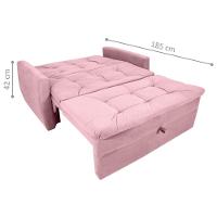 Sofá Cama Para Sala De Estar Dingle Veludo Turkey Rosa - 3