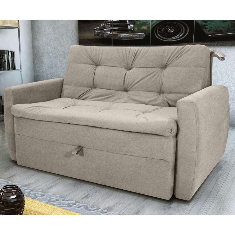 Sofá Cama Para Sala De Estar Hiro Veludo Turkey Cappuccino - 1