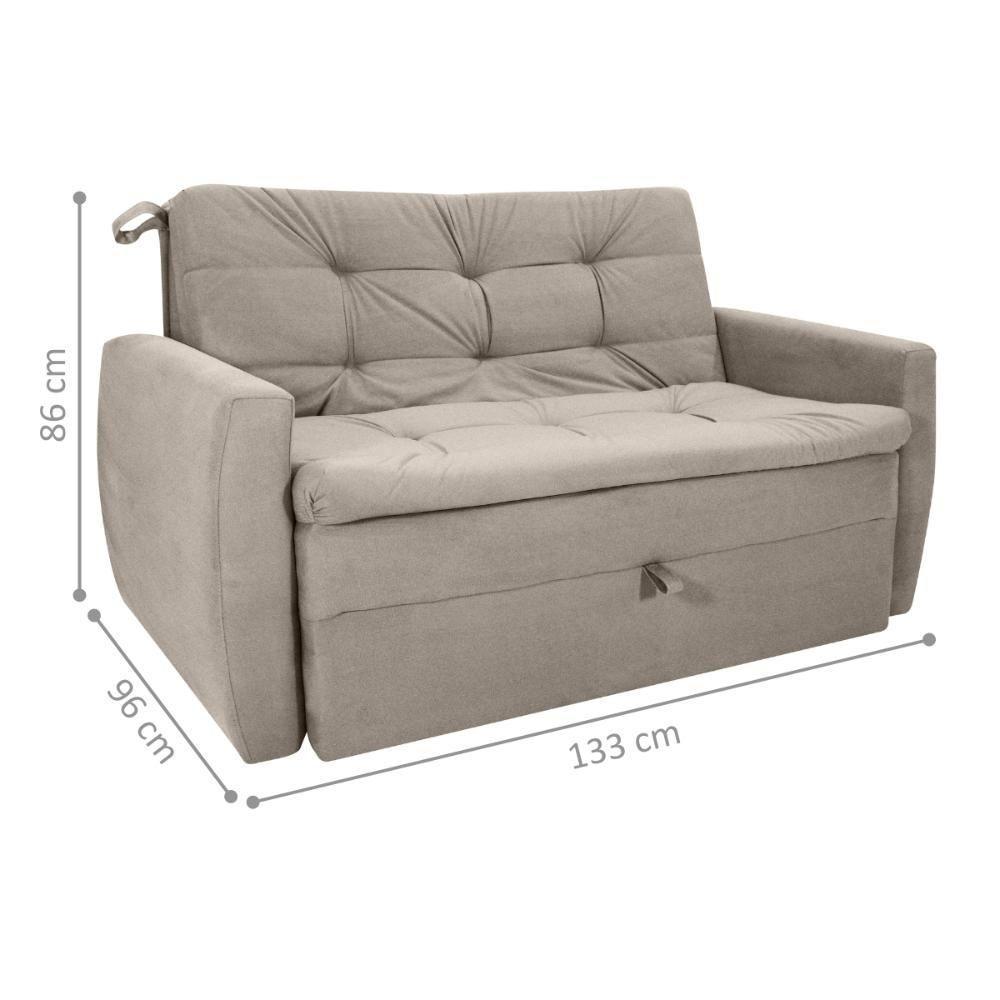 Sofá Cama Para Sala De Estar Hiro Veludo Turkey Cappuccino - 2