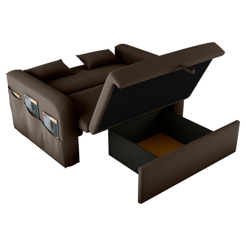 Sofá Cama Com Baú Gorteen Veludo Marrom - 4
