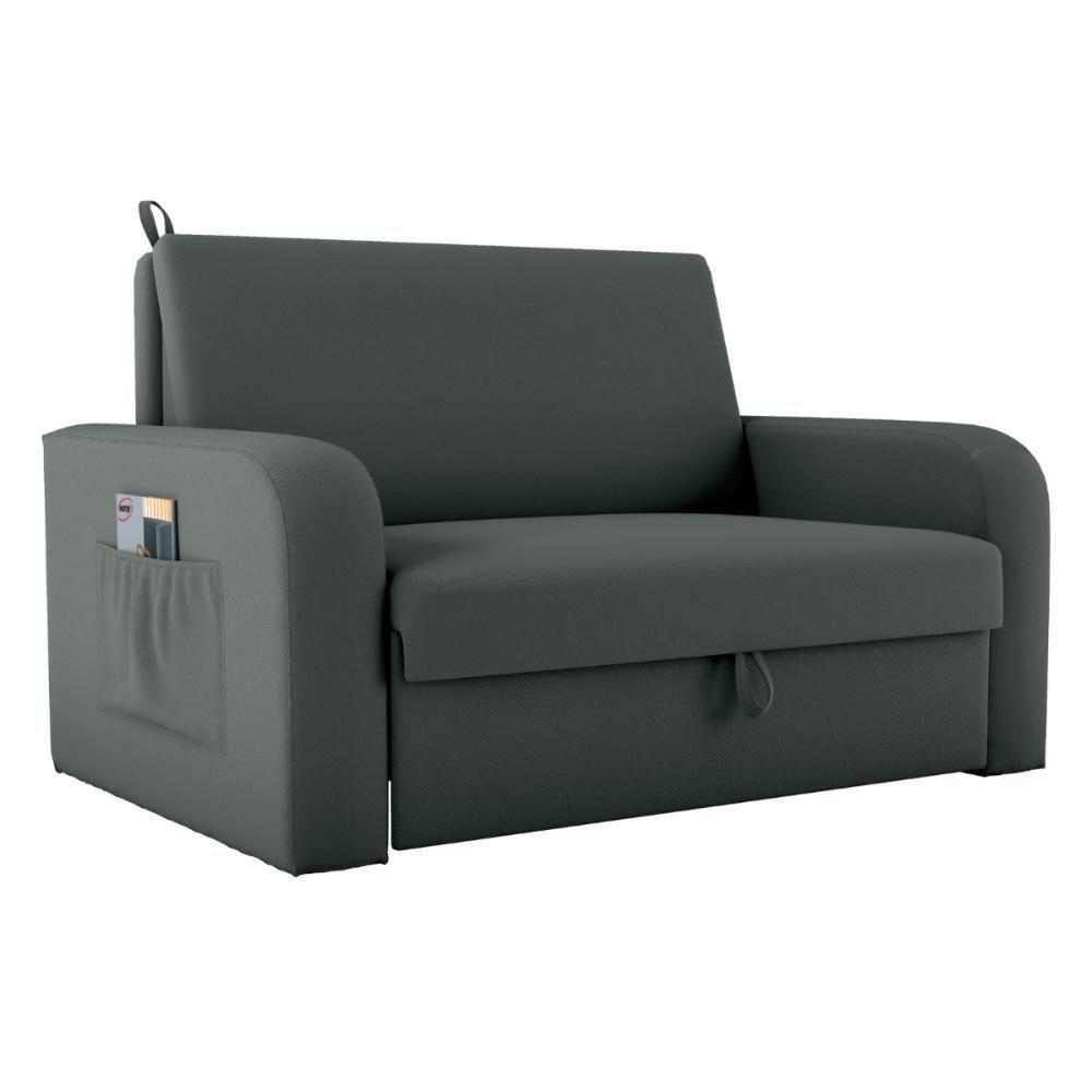 Sofá Cama Com Baú 2 Lugares Harry Veludo Maserati Cinza - 5