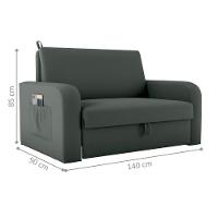 Sofá Cama Com Baú 2 Lugares Harry Veludo Maserati Cinza - 2