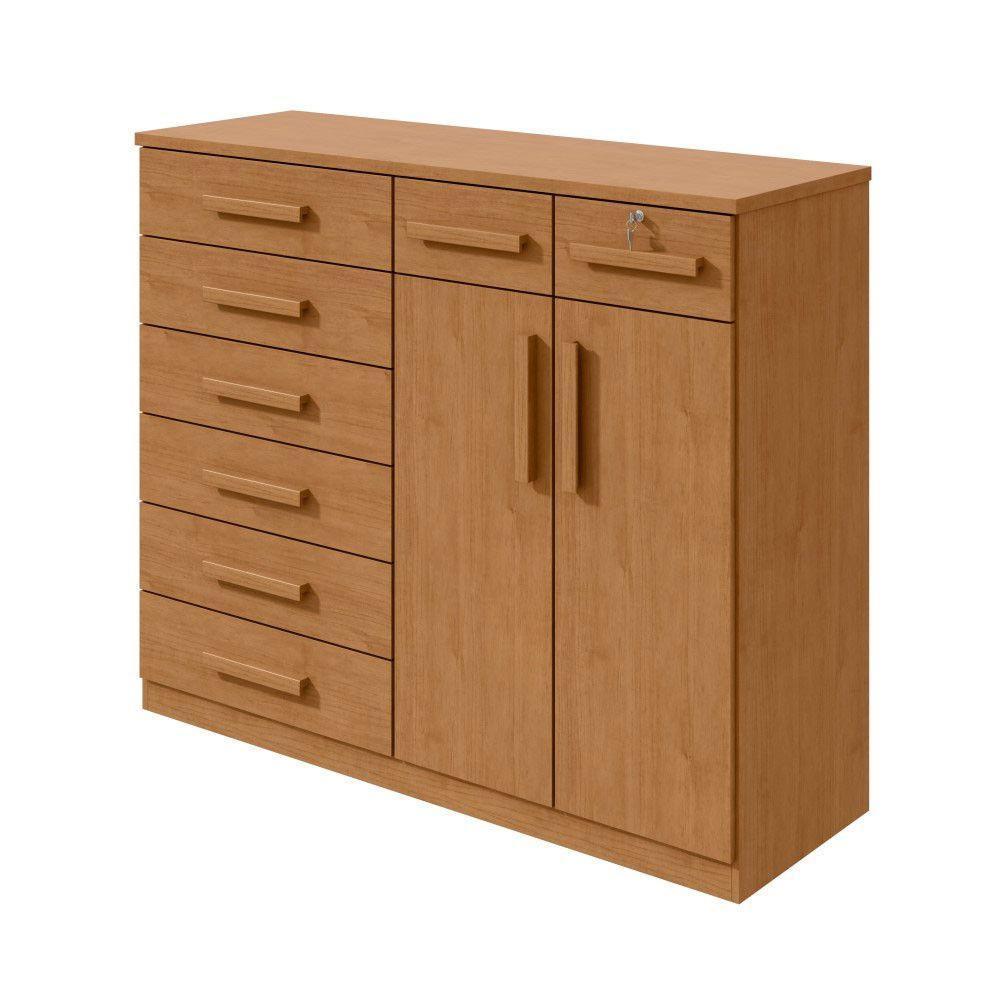Cômoda Com 8 Gavetas E 2 Portas Estrutura Mdf/mdp Toronto Lopas Amendoa Clean - 1