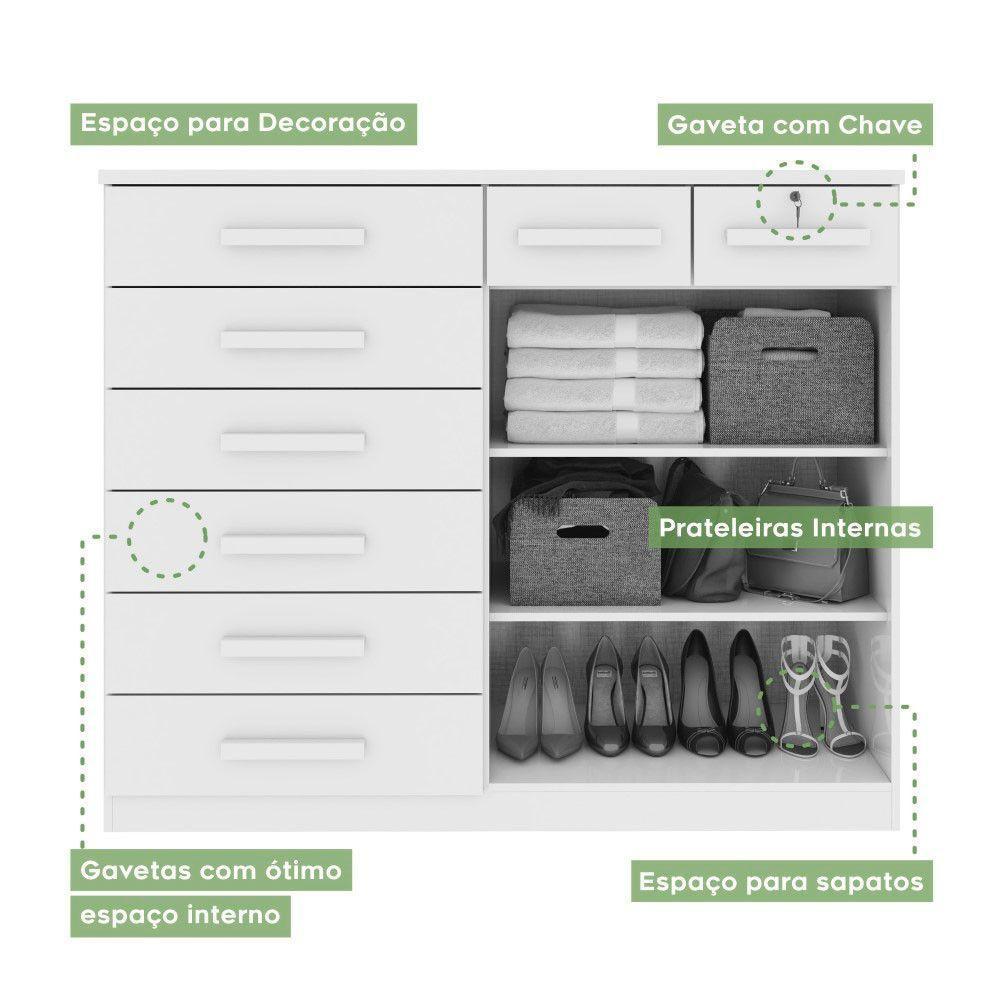 Cômoda Com 8 Gavetas E 2 Portas Estrutura Mdf/mdp Toronto Lopas Amendoa Clean - 2