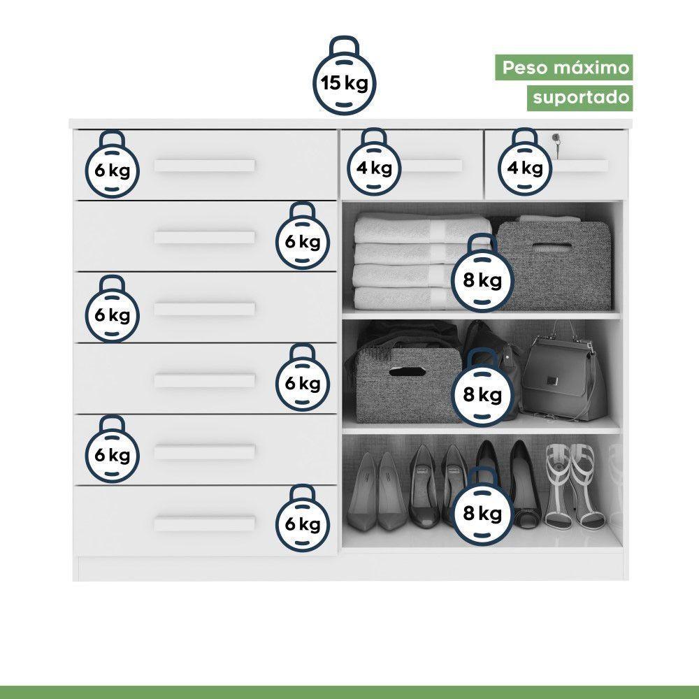 Cômoda Com 8 Gavetas E 2 Portas Estrutura Mdf/mdp Toronto Lopas Amendoa Clean - 5