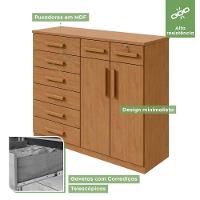 Cômoda Com 8 Gavetas E 2 Portas Estrutura Mdf/mdp Toronto Lopas Amendoa Clean - 7