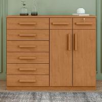 Cômoda Com 8 Gavetas E 2 Portas Estrutura Mdf/mdp Toronto Lopas Amendoa Clean - 16