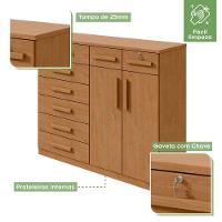 Cômoda Com 8 Gavetas E 2 Portas Estrutura Mdf/mdp Toronto Lopas Amendoa Clean - 17