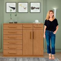 Cômoda Com 8 Gavetas E 2 Portas Estrutura Mdf/mdp Toronto Lopas Amendoa Clean - 20