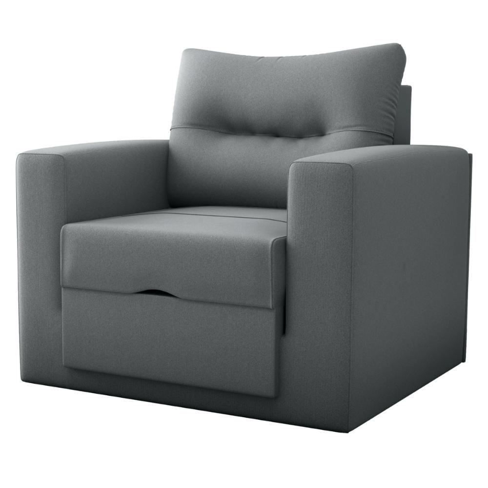 Sofá Cama 1 Lugar Italo Suede Cinza - 4