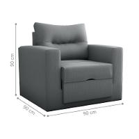 Sofá Cama 1 Lugar Italo Suede Cinza - 2