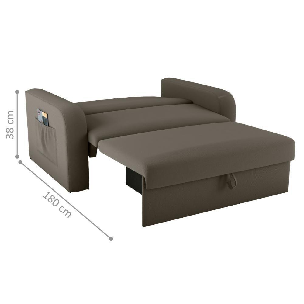 Sofá Cama Com Baú 2 Lugares Harry Veludo Maserati Marrom - 3