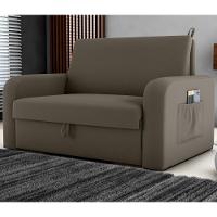 Sofá Cama Com Baú 2 Lugares Harry Veludo Maserati Marrom - 1