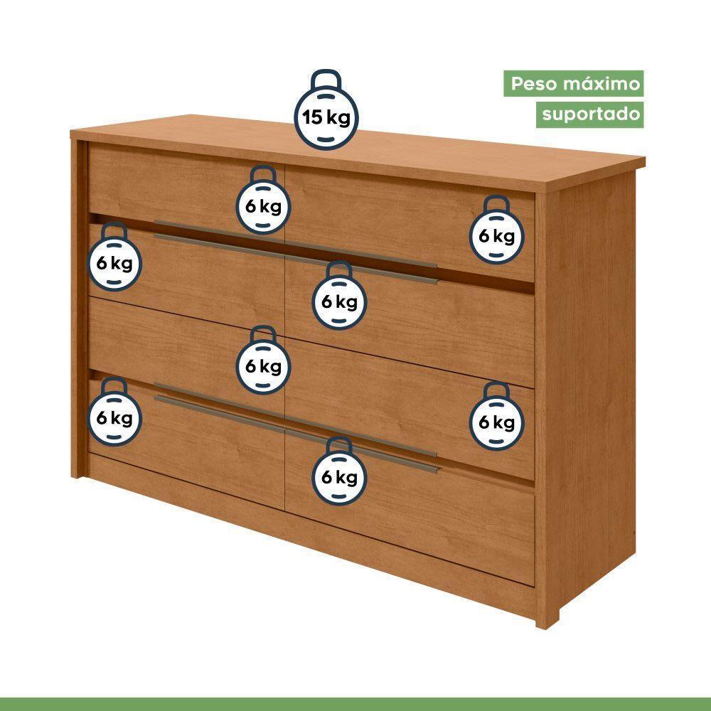 Cômoda Urban Estrutura Mdf Com 8 Gavetas Móveis Lopas Amendoa Clean - 3