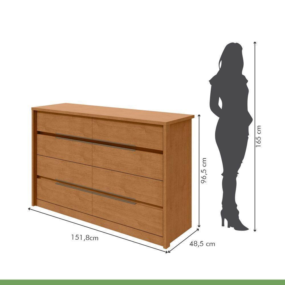 Cômoda Urban Estrutura Mdf Com 8 Gavetas Móveis Lopas Amendoa Clean - 4