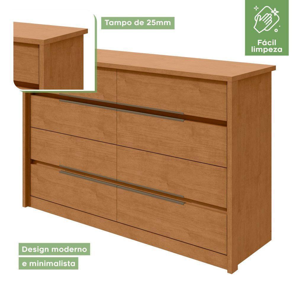 Cômoda Urban Estrutura Mdf Com 8 Gavetas Móveis Lopas Amendoa Clean - 7