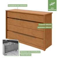Cômoda Urban Estrutura Mdf Com 8 Gavetas Móveis Lopas Amendoa Clean - 6