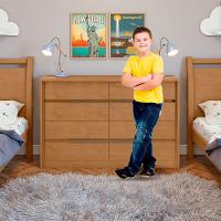 Cômoda Urban Estrutura Mdf Com 8 Gavetas Móveis Lopas Amendoa Clean - 8