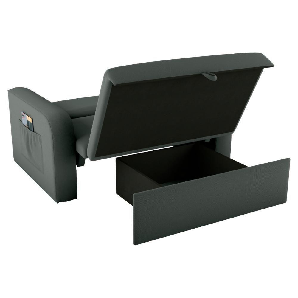 Sofá Cama Com Baú 2 Lugares Raheny Veludo Maserati Cinza - 4