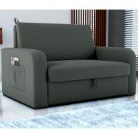 Sofá Cama Com Baú 2 Lugares Raheny Veludo Maserati Cinza - 1