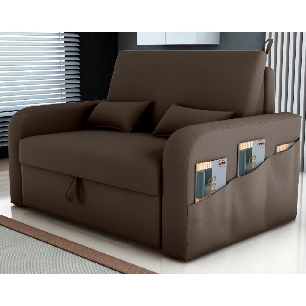 Sofá Cama Com Baú Luka Veludo Marrom - 1