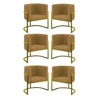 Kit 06 Poltronas Lua Sala Decorativa Base De Ferro Gold Capuccino - 2