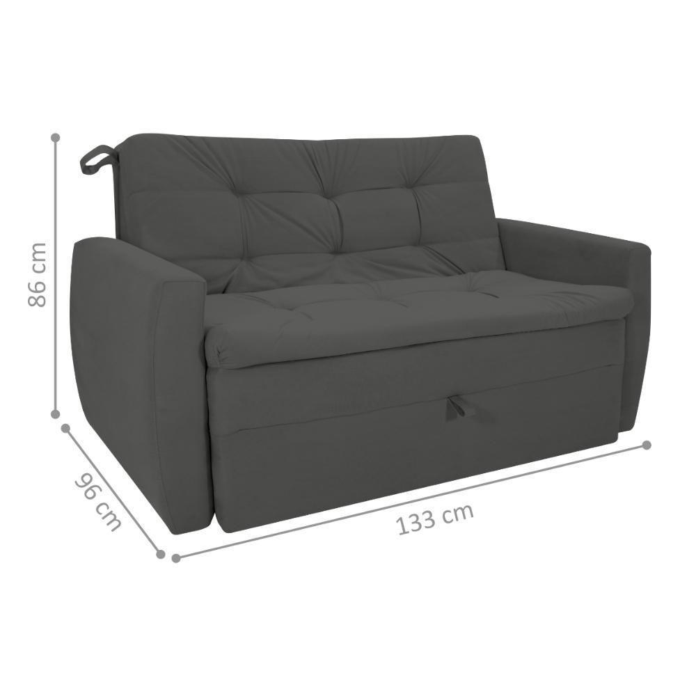 Sofá Cama Para Sala De Estar Dingle Suede Cinza - 2