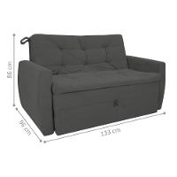 Sofá Cama Para Sala De Estar Dingle Suede Cinza - 2