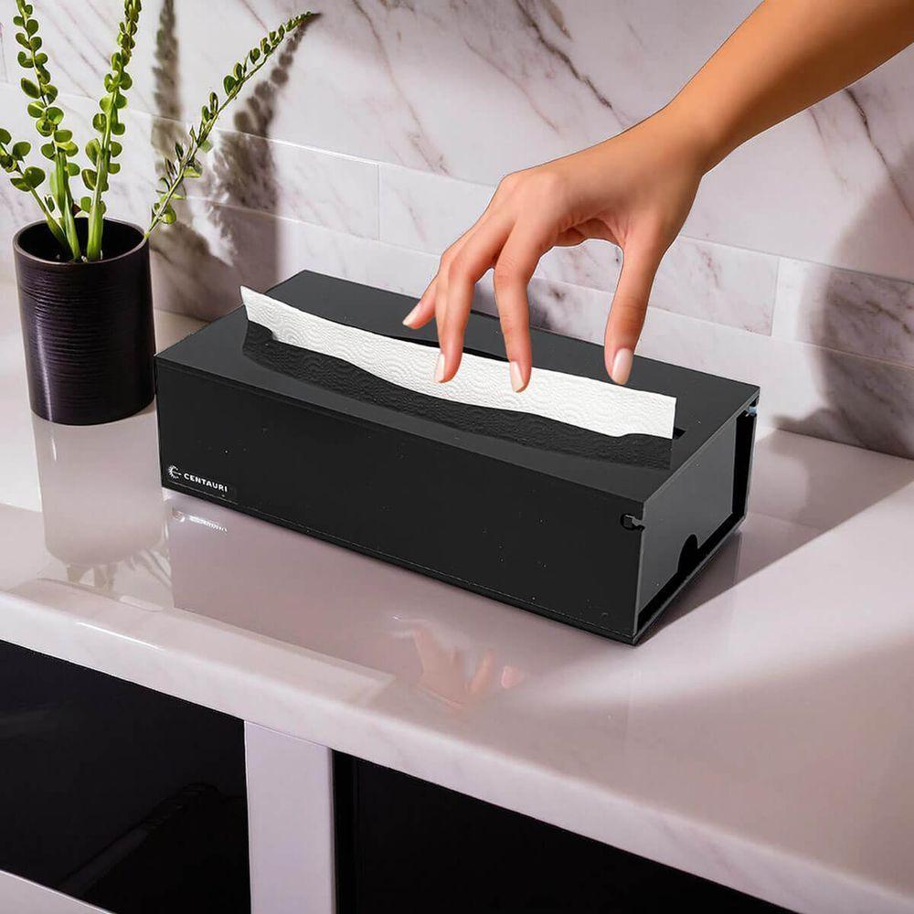 Papeleira Toalheiro Acrílico Porta Toalhas Papel Interfolha Comercial Preto - 2