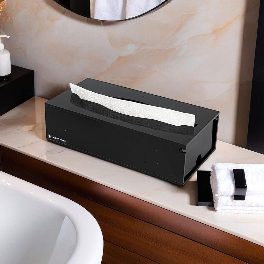 Papeleira Toalheiro Acrílico Porta Toalhas Papel Interfolha Comercial Preto - 4