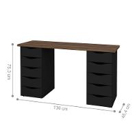 Conjunto Escrivaninha E Gaveteiro Dundee Nogal Preto - 2