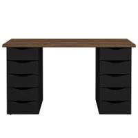 Conjunto Escrivaninha E Gaveteiro Dundee Nogal Preto