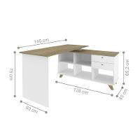 Conjunto Escrivaninha E Gaveteiro Gloucester Olmo Branco - 2