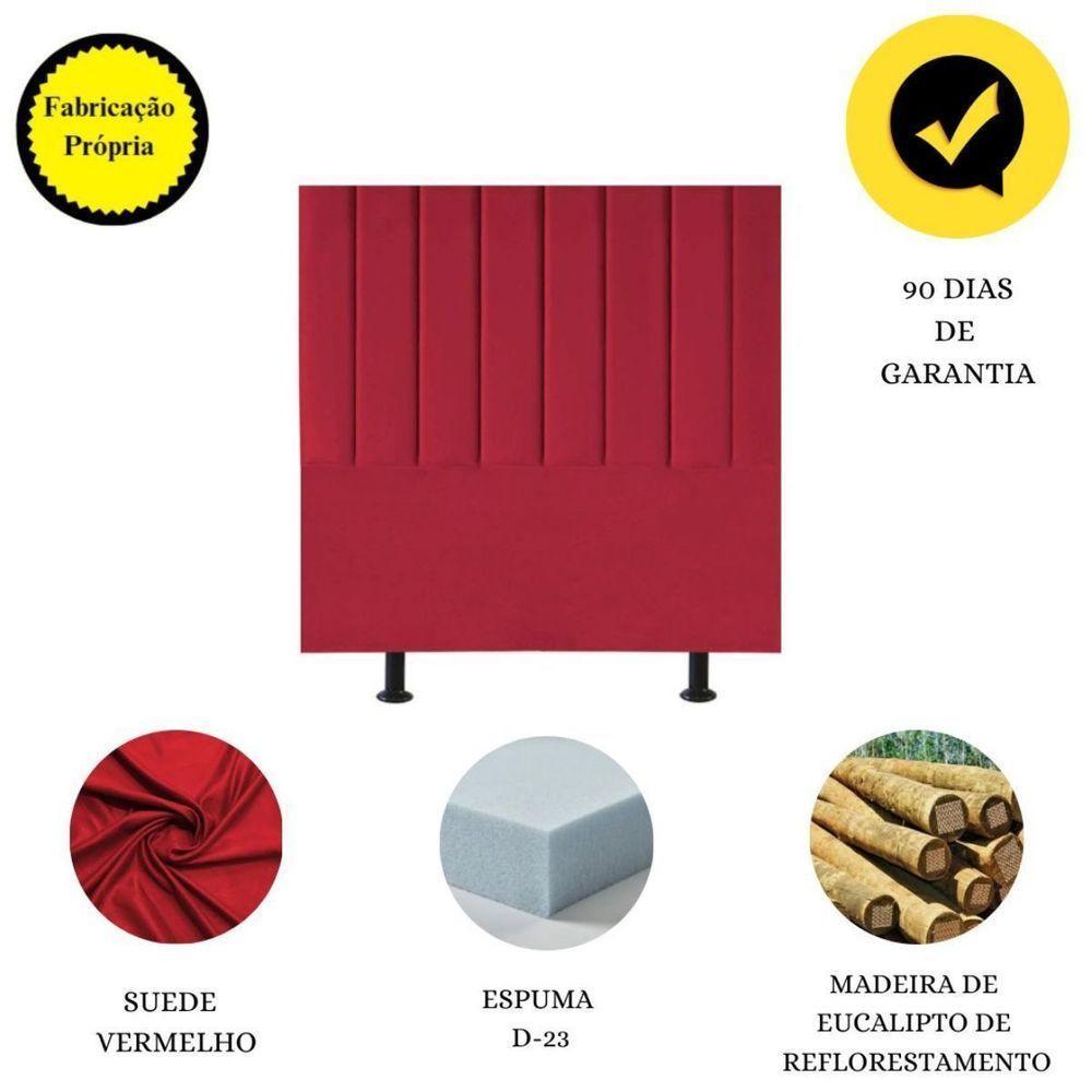 Cabeceira Estofada Cama Box King 195 Cm Luna Suede E Frame Cor:vermelho - 4