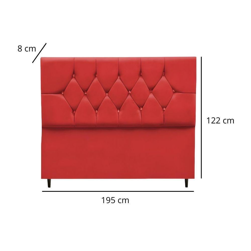 Cabeceira Estofada Cama Box King 195 Cm Suede Ayla Cor:vermelho - 3